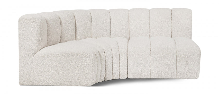 Arc Boucle Fabric 3pc. Sectional Cream - 102Cream-S3A - Vega Furniture