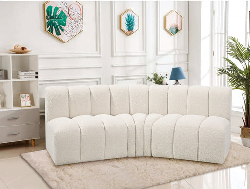 Arc Boucle Fabric 3pc. Sectional Cream - 102Cream-S3B - Vega Furniture