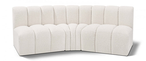 Arc Boucle Fabric 3pc. Sectional Cream - 102Cream-S3B - Vega Furniture