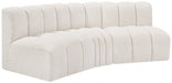 Arc Boucle Fabric 3pc. Sectional Cream - 102Cream-S3B - Vega Furniture