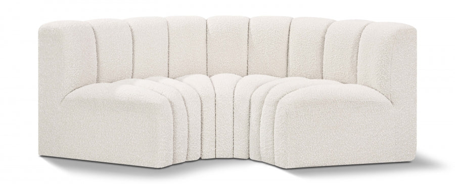 Arc Boucle Fabric 3pc. Sectional Cream - 102Cream-S3C - Vega Furniture