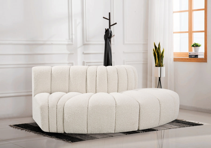 Arc Boucle Fabric 3pc. Sectional Cream - 102Cream-S3E - Vega Furniture