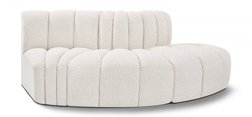 Arc Boucle Fabric 3pc. Sectional Cream - 102Cream-S3E - Vega Furniture