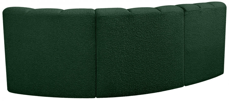 Arc Boucle Fabric 3pc. Sectional Green - 102Green-S3A - Vega Furniture