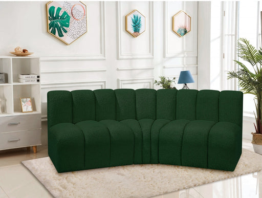 Arc Boucle Fabric 3pc. Sectional Green - 102Green-S3B - Vega Furniture