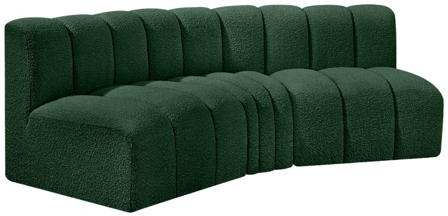 Arc Boucle Fabric 3pc. Sectional Green - 102Green-S3B - Vega Furniture