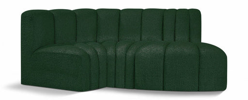 Arc Boucle Fabric 3pc. Sectional Green - 102Green-S3D - Vega Furniture