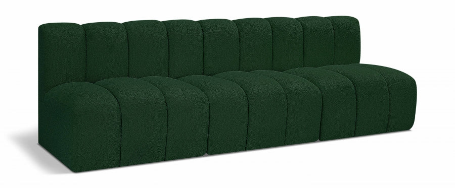 Arc Boucle Fabric 3pc. Sectional Green - 102Green-S3F - Vega Furniture