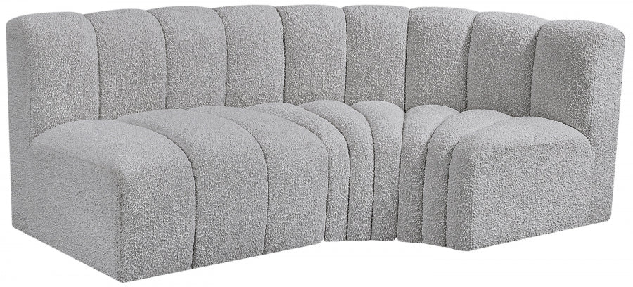 Arc Boucle Fabric 3pc. Sectional Grey - 102Grey-S3A - Vega Furniture