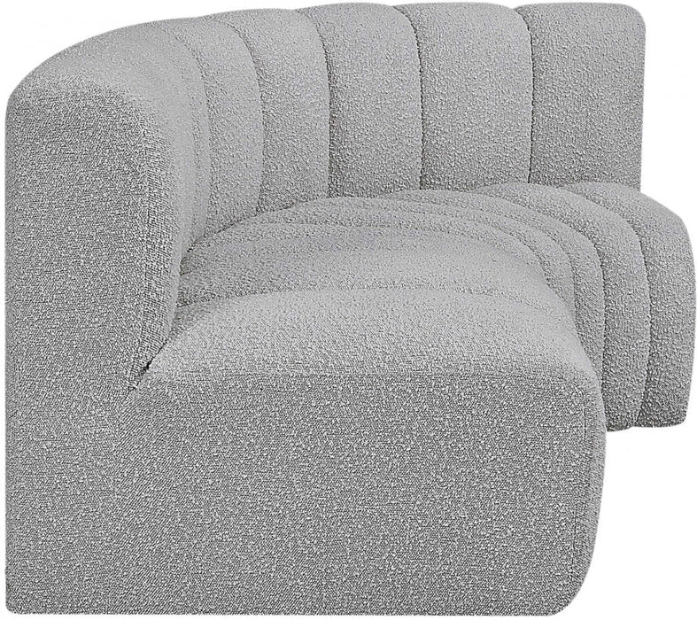 Arc Boucle Fabric 3pc. Sectional Grey - 102Grey-S3A - Vega Furniture