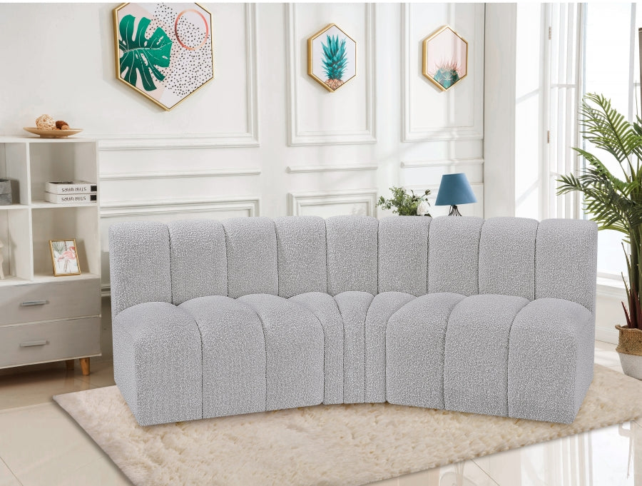 Arc Boucle Fabric 3pc. Sectional Grey - 102Grey-S3B - Vega Furniture