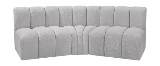 Arc Boucle Fabric 3pc. Sectional Grey - 102Grey-S3B - Vega Furniture