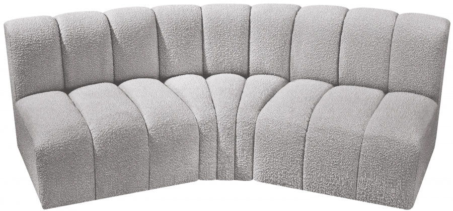 Arc Boucle Fabric 3pc. Sectional Grey - 102Grey-S3B - Vega Furniture