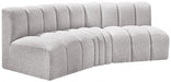 Arc Boucle Fabric 3pc. Sectional Grey - 102Grey-S3B - Vega Furniture