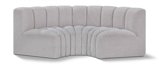 Arc Boucle Fabric 3pc. Sectional Grey - 102Grey-S3C - Vega Furniture