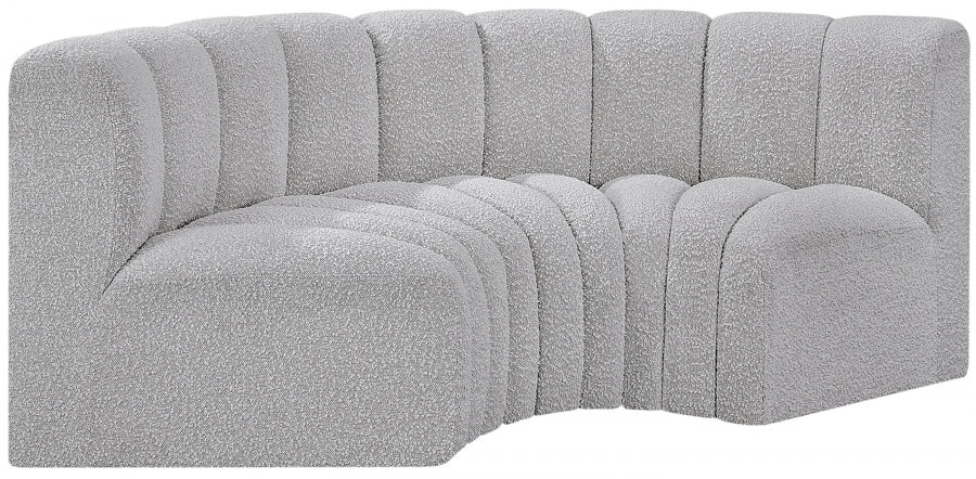 Arc Boucle Fabric 3pc. Sectional Grey - 102Grey-S3C - Vega Furniture