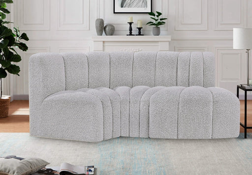 Arc Boucle Fabric 3pc. Sectional Grey - 102Grey-S3D - Vega Furniture