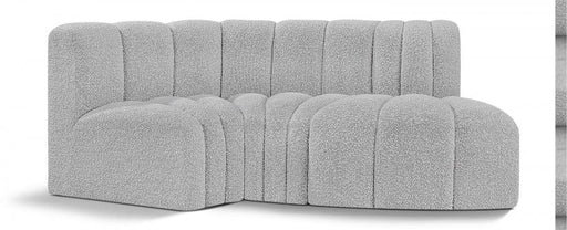 Arc Boucle Fabric 3pc. Sectional Grey - 102Grey-S3D - Vega Furniture