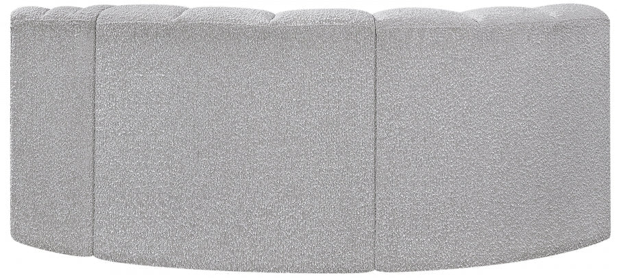 Arc Boucle Fabric 3pc. Sectional Grey - 102Grey-S3D - Vega Furniture