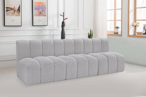 Arc Boucle Fabric 3pc. Sectional Grey - 102Grey-S3F - Vega Furniture