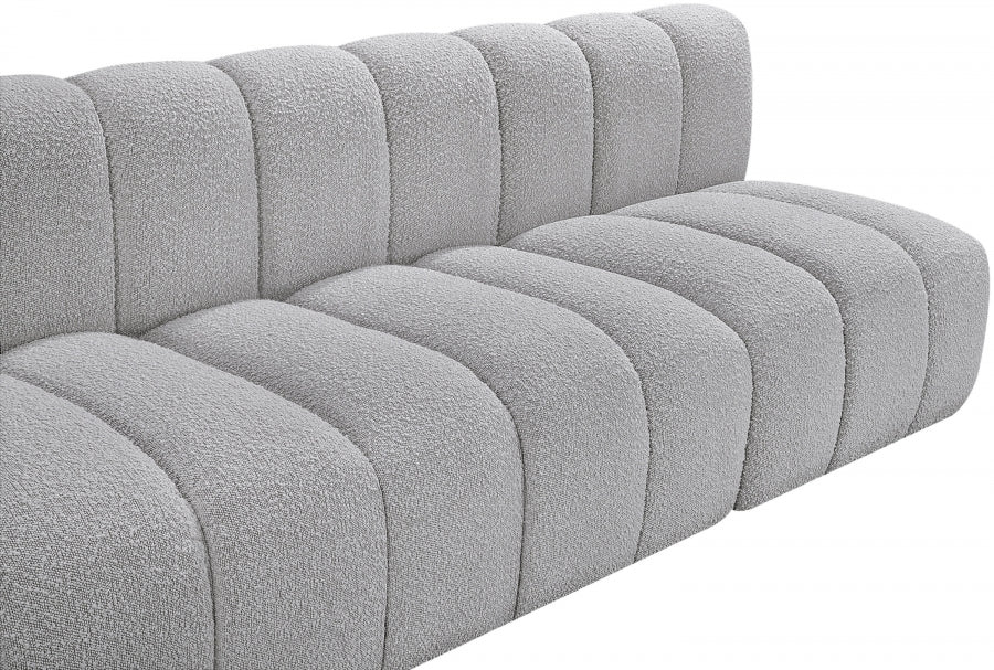 Arc Boucle Fabric 3pc. Sectional Grey - 102Grey-S3F - Vega Furniture