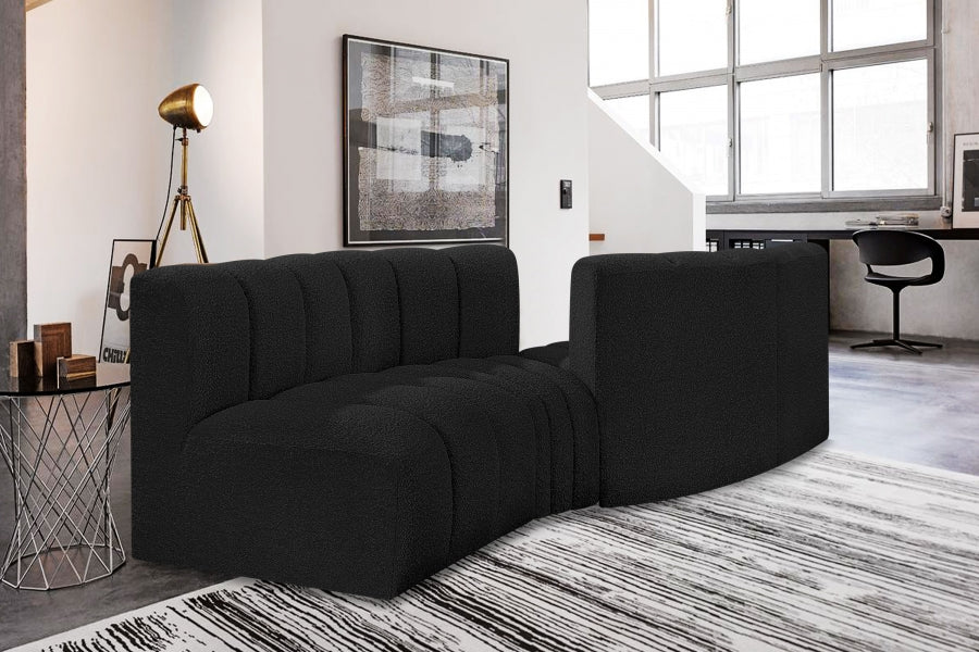 Arc Boucle Fabric 4pc. Sectional Black - 102Black-S4A - Vega Furniture