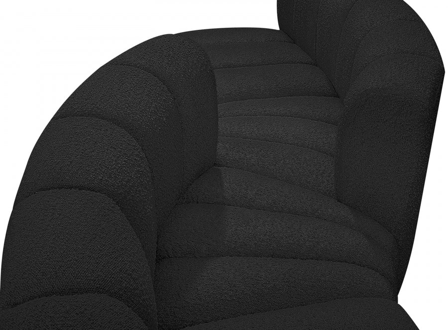 Arc Boucle Fabric 4pc. Sectional Black - 102Black-S4A - Vega Furniture