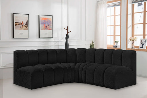 Arc Boucle Fabric 4pc. Sectional Black - 102Black-S4B - Vega Furniture