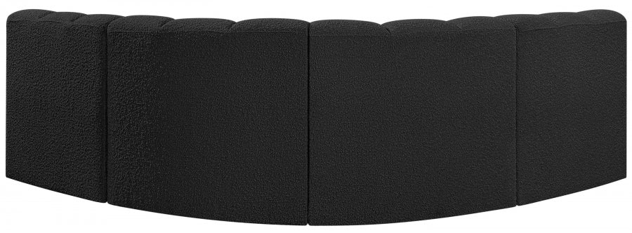 Arc Boucle Fabric 4pc. Sectional Black - 102Black-S4B - Vega Furniture