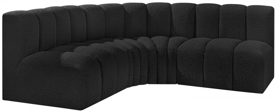 Arc Boucle Fabric 4pc. Sectional Black - 102Black-S4B - Vega Furniture