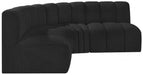 Arc Boucle Fabric 4pc. Sectional Black - 102Black-S4B - Vega Furniture