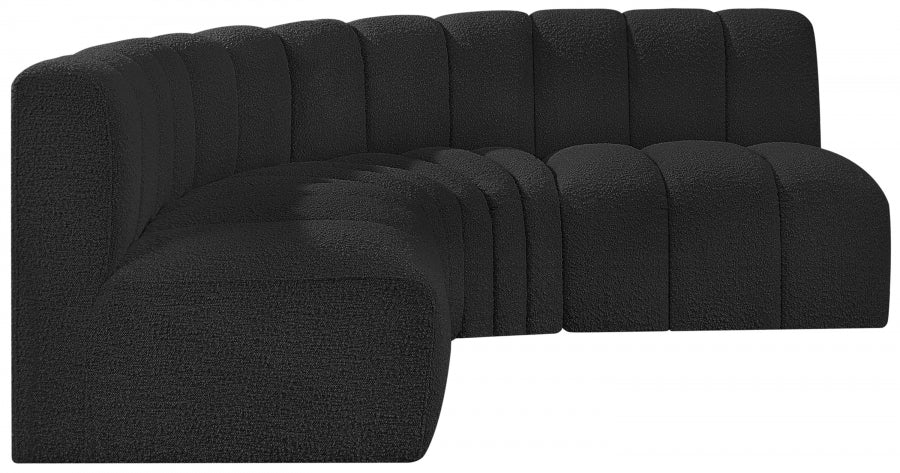 Arc Boucle Fabric 4pc. Sectional Black - 102Black-S4B - Vega Furniture