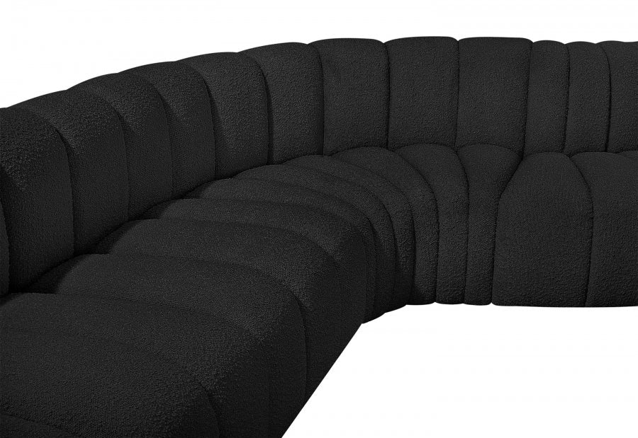 Arc Boucle Fabric 4pc. Sectional Black - 102Black-S4B - Vega Furniture