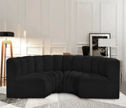 Arc Boucle Fabric 4pc. Sectional Black - 102Black-S4C - Vega Furniture