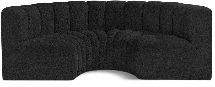 Arc Boucle Fabric 4pc. Sectional Black - 102Black-S4C - Vega Furniture