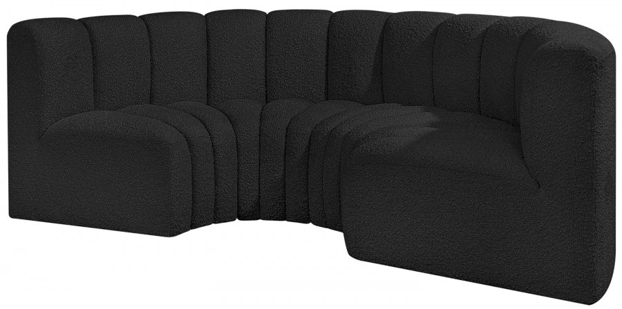 Arc Boucle Fabric 4pc. Sectional Black - 102Black-S4C - Vega Furniture