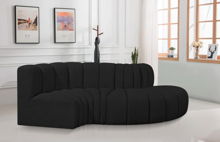 Arc Boucle Fabric 4pc. Sectional Black - 102Black-S4D - Vega Furniture