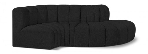 Arc Boucle Fabric 4pc. Sectional Black - 102Black-S4D - Vega Furniture