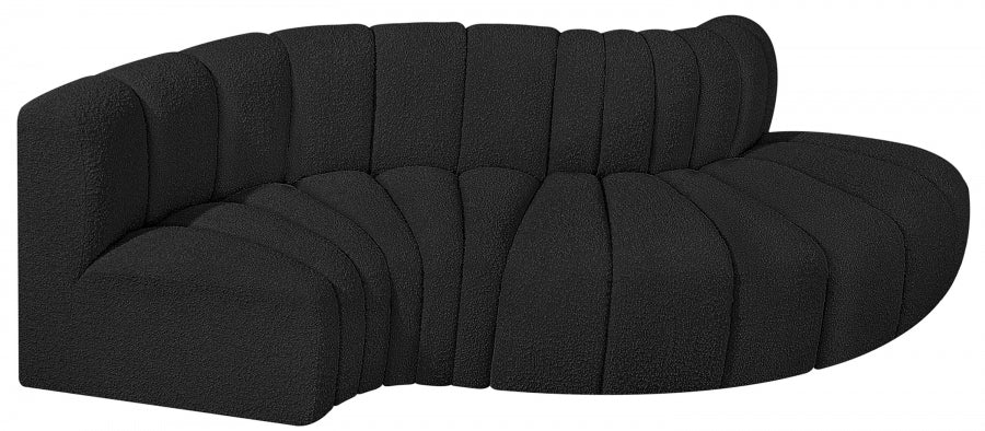 Arc Boucle Fabric 4pc. Sectional Black - 102Black-S4D - Vega Furniture