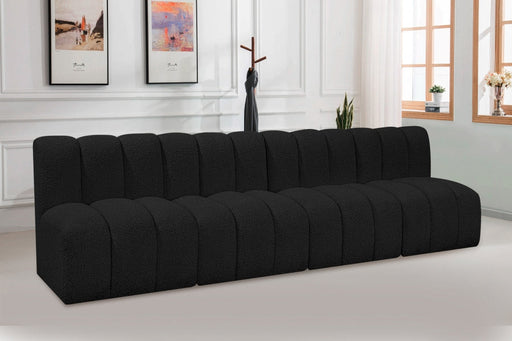 Arc Boucle Fabric 4pc. Sectional Black - 102Black-S4E - Vega Furniture