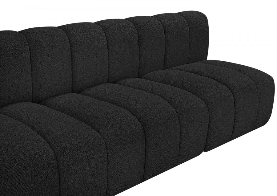 Arc Boucle Fabric 4pc. Sectional Black - 102Black-S4E - Vega Furniture