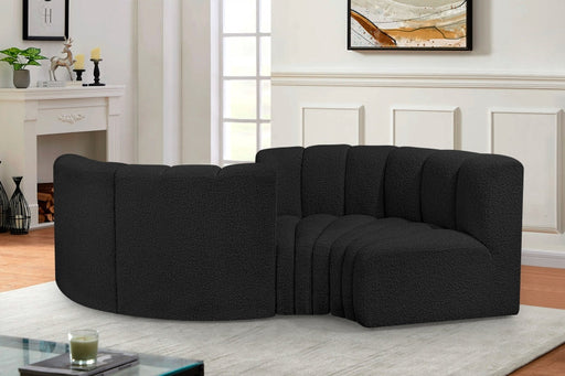 Arc Boucle Fabric 4pc. Sectional Black - 102Black-S4F - Vega Furniture