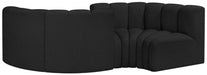 Arc Boucle Fabric 4pc. Sectional Black - 102Black-S4F - Vega Furniture