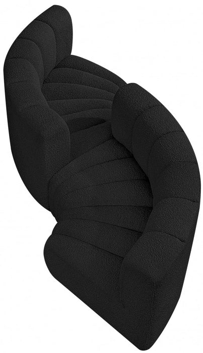 Arc Boucle Fabric 4pc. Sectional Black - 102Black-S4F - Vega Furniture