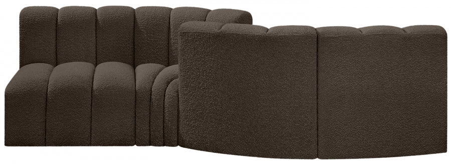 Arc Boucle Fabric 4pc. Sectional Brown - 102Brown-S4A - Vega Furniture