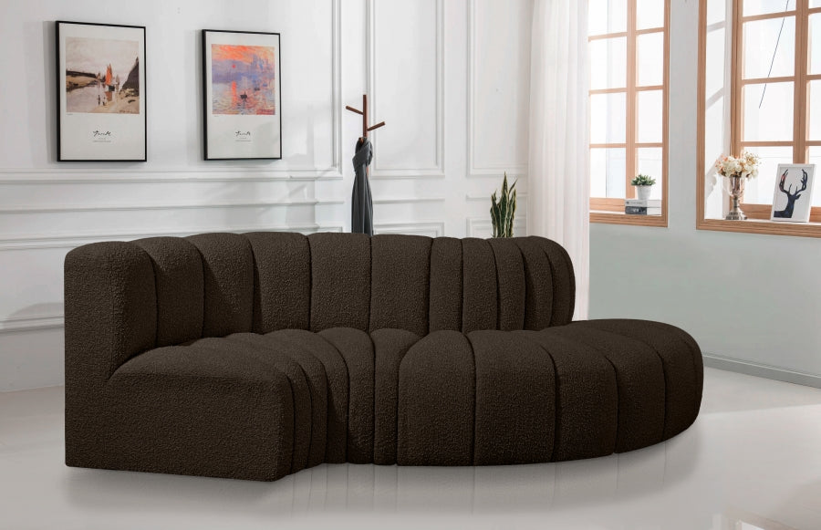 Arc Boucle Fabric 4pc. Sectional Brown - 102Brown-S4D - Vega Furniture