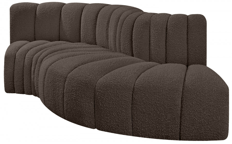 Arc Boucle Fabric 4pc. Sectional Brown - 102Brown-S4D - Vega Furniture