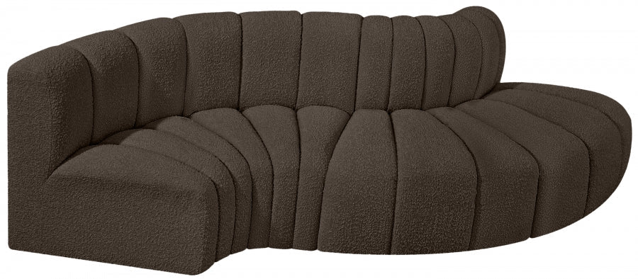 Arc Boucle Fabric 4pc. Sectional Brown - 102Brown-S4D - Vega Furniture