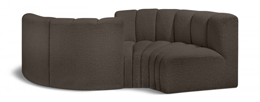 Arc Boucle Fabric 4pc. Sectional Brown - 102Brown-S4F - Vega Furniture