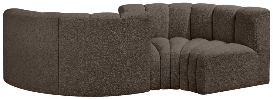 Arc Boucle Fabric 4pc. Sectional Brown - 102Brown-S4F - Vega Furniture